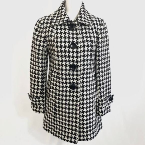 Collection by Gallery Houndstooth Long Pea Coat - Picture 1 of 6